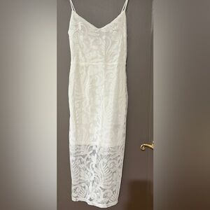 BEBE LACE SEQUIN WHITE DRESS, XS, NWT